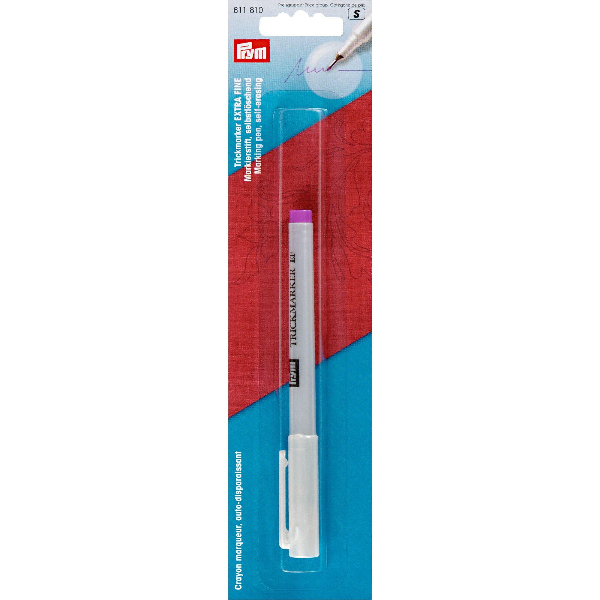 Marker pentru croitorie, auto-stergere, extra fin, cartus violet, Prym