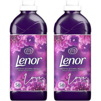 Pachet promo: 2 x Balsam de rufe Lenor Amethyst & Floral Bouquet 1.5 L, 50 spalari Pachet promo: 2 x Balsam de rufe Lenor Amethyst & Floral Bouquet 1.5 L, 50 spalari