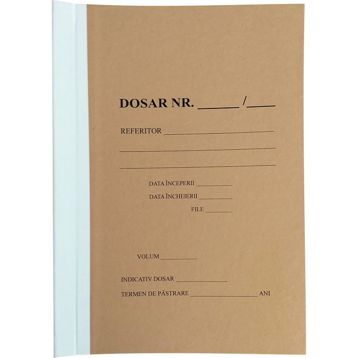 Coperti arhivare mucava cu panza la cotor, A4+, fata kraft cu tipar, set 10 buc