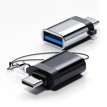 Set 2 adaptoare USB C la USB 3.0 Pili Paradise, OTG, Negru/ Argintiu Set 2 adaptoare USB C la USB 3.0 Pili Paradise, OTG, Negru/ Argintiu