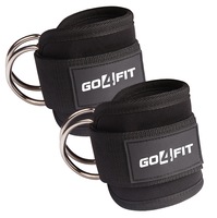 Set 2 Chingi pentru Glezne GO4FIT®, Ankle Straps cu Inel D pentru Aparate cu Cablu, Neopren Captusit si Respirabil, Inchidere Velcro Reglabila, pentru Antrenament Fesieri, Coapse si Gambe, Marime Universala, Negru