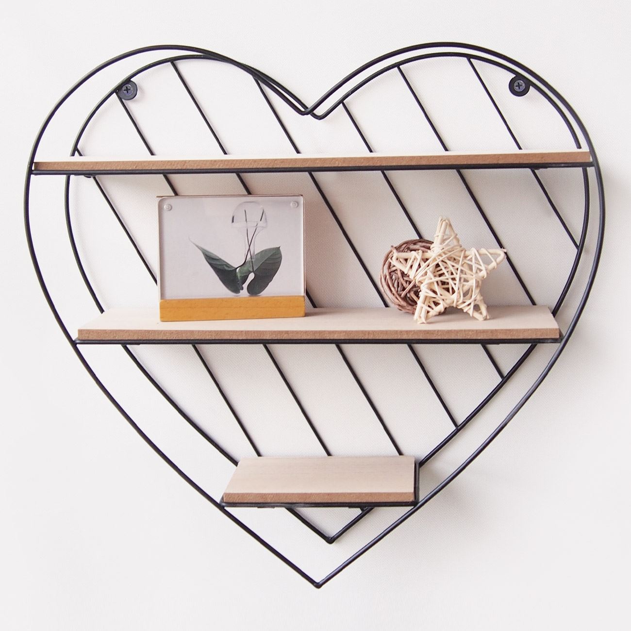 Raft decorativ, Zola, cu 3 nivele in forma de inima, 33,5x9,5x32 cm ...