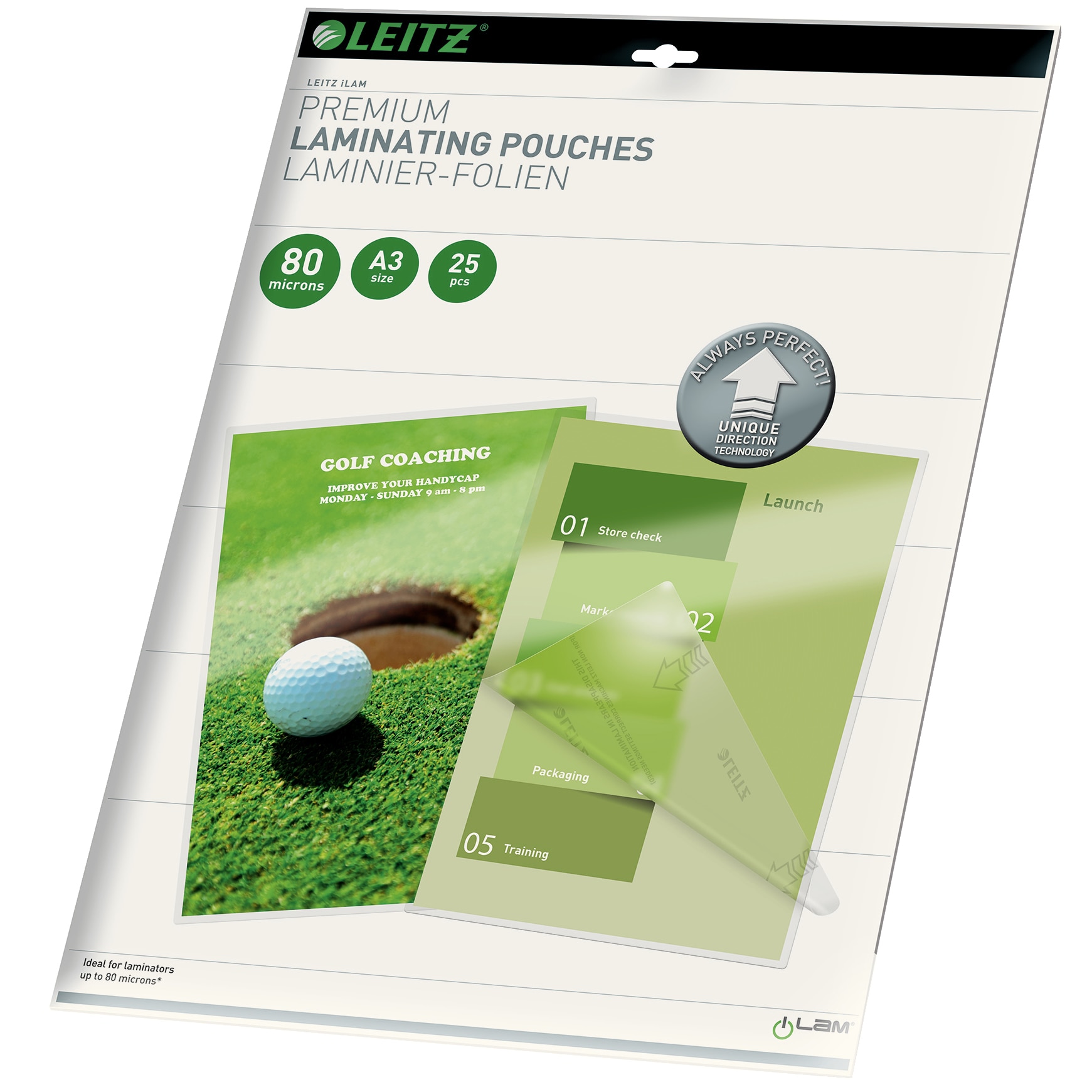 Folie laminare Leitz UDT, la cald, A3, 80 mic, 25 buc/set