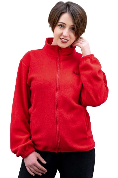 Hanorac polar, cu fermoar si logo brodat, Rosu