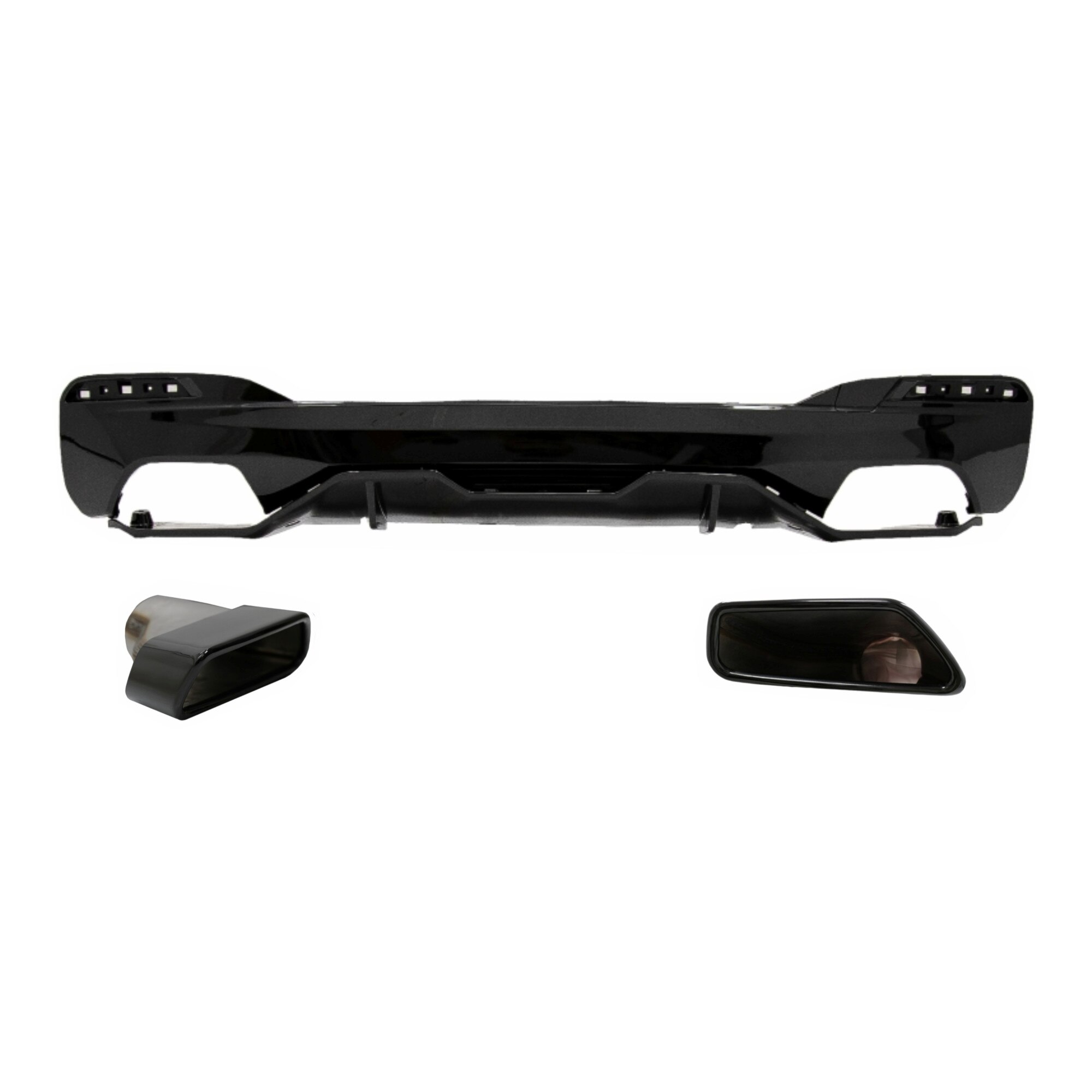 Set Difuzor Bara Spate cu Ornamente Tobe compatibil cu BMW Seria 5 G30 G31 (2017+) M Performance Design Negru (CORDBMG30MPDOPBTYB)
