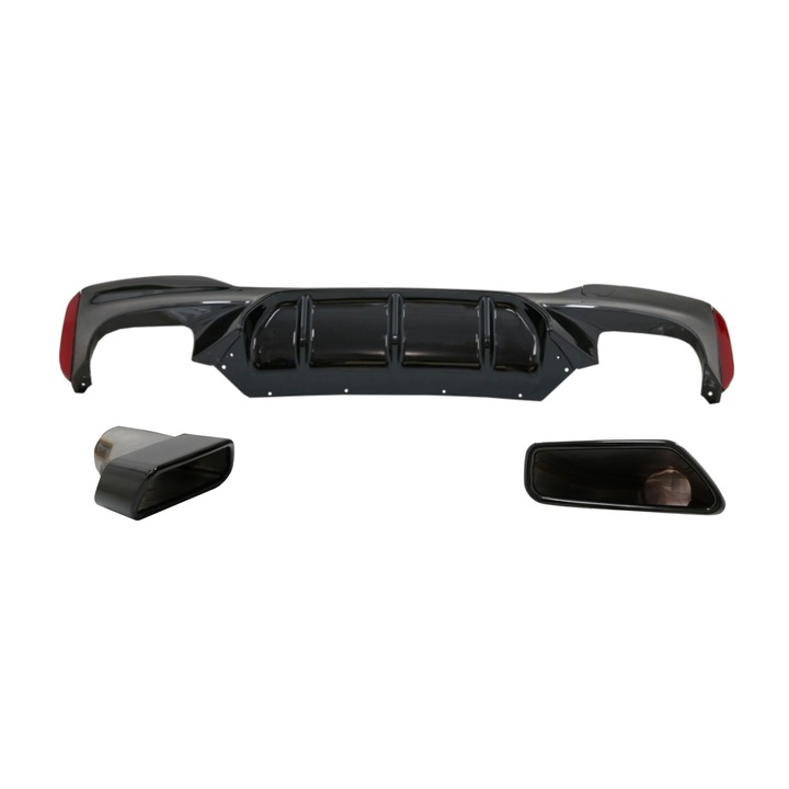 Hátsó lökhárító diffúzor és kipufogóvégek, BMW 5-es sorozatú G30 G31 Limousine/Touring 2017-től M5 kivitel Kompatibilis:BMW 5 G30 limuzin 2017-től M-tech lökhárítóvalBMW 5 G31 Touring 20