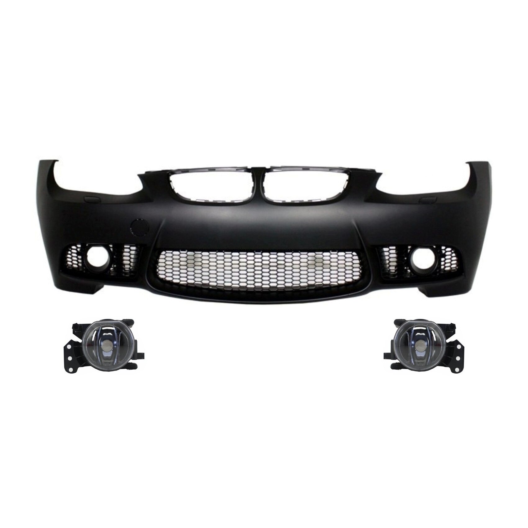 Set Bara Fata cu Proiectoare Ceata Lumini de Ceata compatibil cu BMW Seria 3 E92 Coupe E93 Cabrio (2006-2009) M3 Design Fara PDC (COFBBME92M3WFFLB)