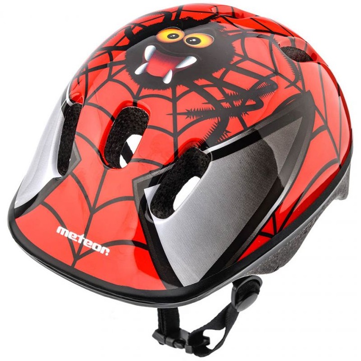 Детска спортна каска Meteor KS06, размер XS Spider, обиколка на главата 44-48 см, червена