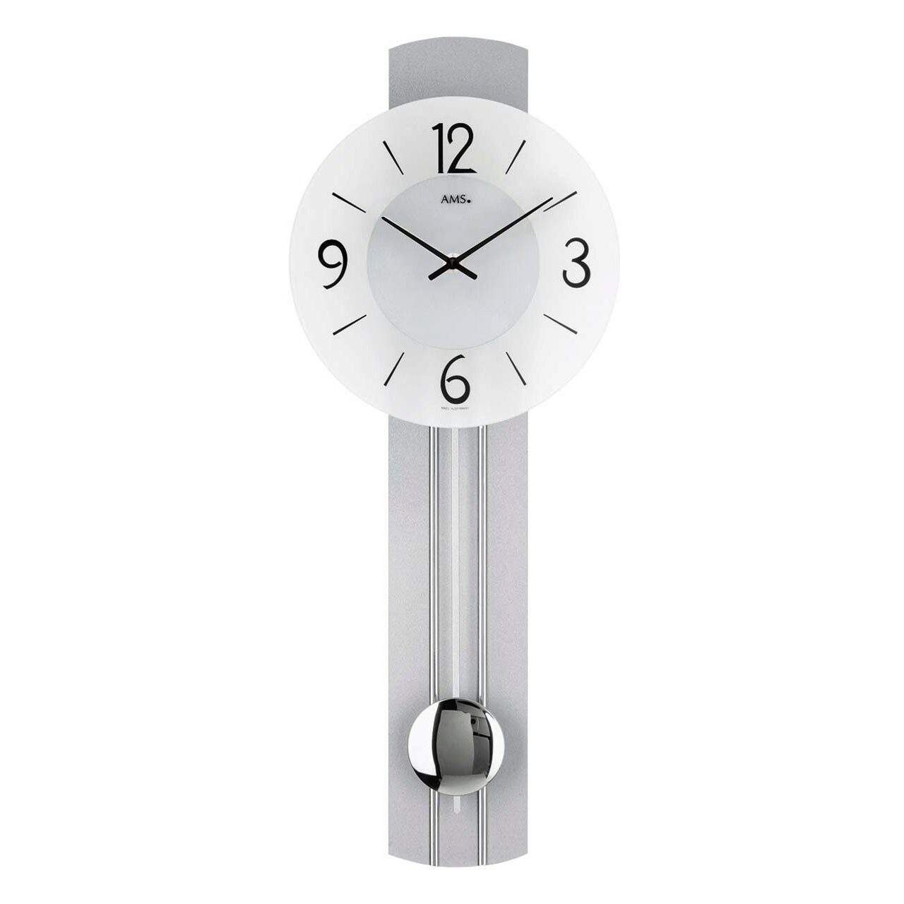 Ceas de perete AMS 7275, Quartz, Silber, Analogic, Modern