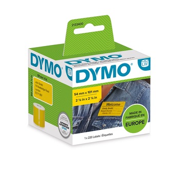 Etichete termice, DYMO LabelWriter, 54mmx101mm, hartie galbena, mesaje avertizare, adrese voiaj, permanente, 1 rola/cutie, 220 etichete/rola, 2133400, 99014 Etichete termice, DYMO LabelWriter, 54mmx101mm, hartie galbena, mesaje avertizare, adrese voiaj, permanente, 1 rola/cutie, 220 etichete/rola, 2133400, 99014