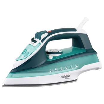 Fier de calcat cu abur Victronic, Putere 2200 W, Jet abur 210g, Rezervor Apa 350 ml, Talpa Ceramica, Incalzire 20 secunde, Curatare Automata, Anti-Picurare, VC3262/Turcoaz Fier de calcat cu abur Victronic, Putere 2200 W, Jet abur 210g, Rezervor Apa 350 ml, Talpa Ceramica, Incalzire 20 secunde, Curatare Automata, Anti-Picurare, VC3262/Turcoaz