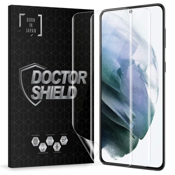 Set 2 Bucati, Folie Silicon Dr.Shield, Compatibil Samsung Galaxy S21 Plus, Nano Repair, Protectie Profesionala Ecran, Full Cover Set 2 Bucati, Folie Silicon Dr.Shield, Compatibil Samsung Galaxy S21 Plus, Nano Repair, Protectie Profesionala Ecran, Full Cover