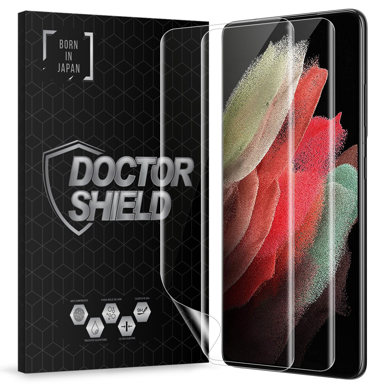 Set 2 Bucati, Folie Silicon Dr.Shield, Compatibil Samsung Galaxy S21, Nano Repair, Protectie Profesionala Ecran, Full Cover