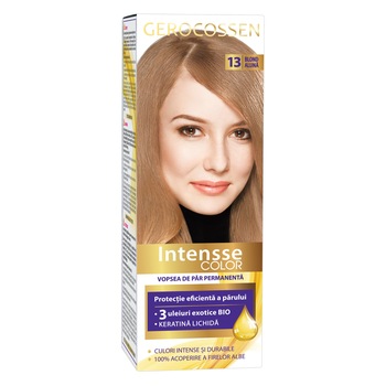 Vopsea de par Gerocossen Intensse Color 13 Blond Aluna, 50 ml Vopsea de par Gerocossen Intensse Color 13 Blond Aluna, 50 ml