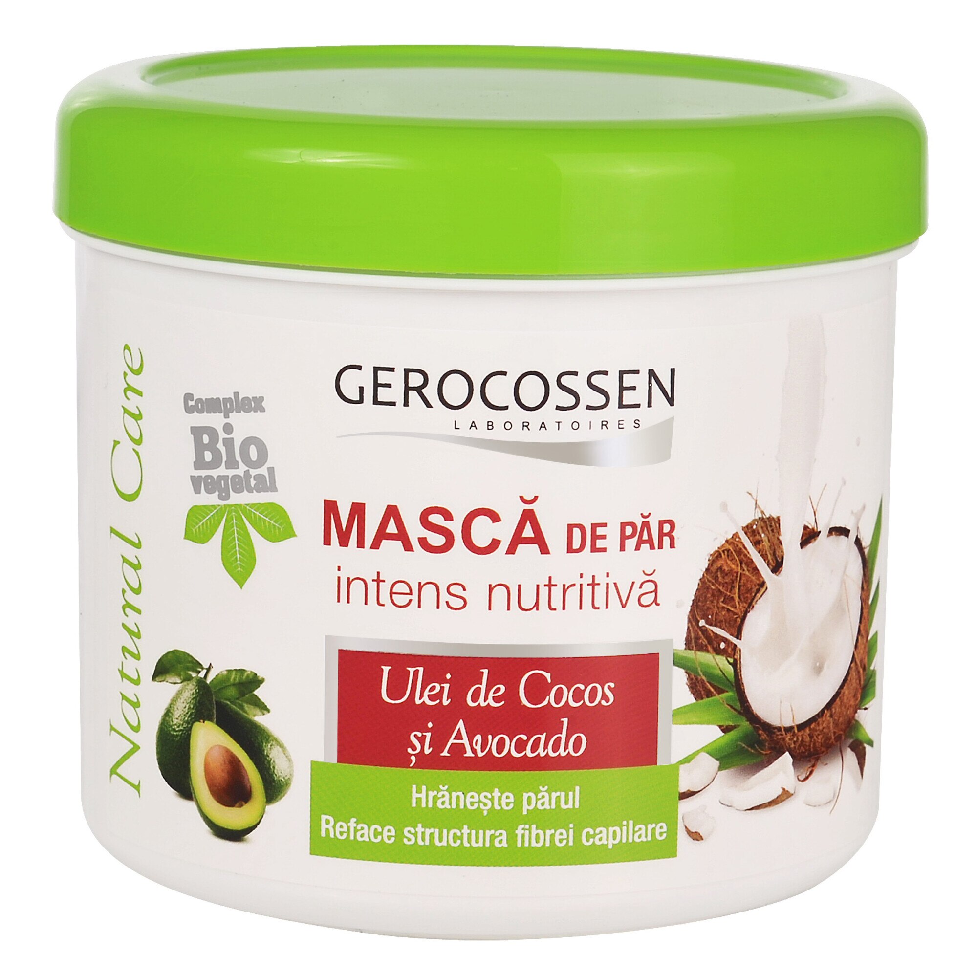 Masca intens nutritiva Gerocossen Natural Care cu ulei de cocos bio si avocado, 450 ml