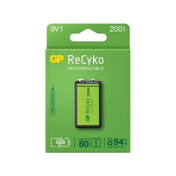 Acumulator GP ReCyko 9 V 200 mAh, ambalaj reciclabil 1buc Acumulator GP ReCyko 9 V 200 mAh, ambalaj reciclabil 1buc