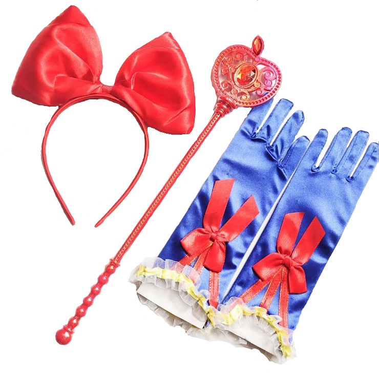 Set accesorii fete Alba ca Zapada, manusi, bentita cu funda, bagheta