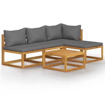 Set mobilier de gradina cu perne gri, vidaXL, Lemn de acacia, 68 x 68 x 29 cm, Gri Set mobilier de gradina cu perne gri, vidaXL, Lemn de acacia, 68 x 68 x 29 cm, Gri