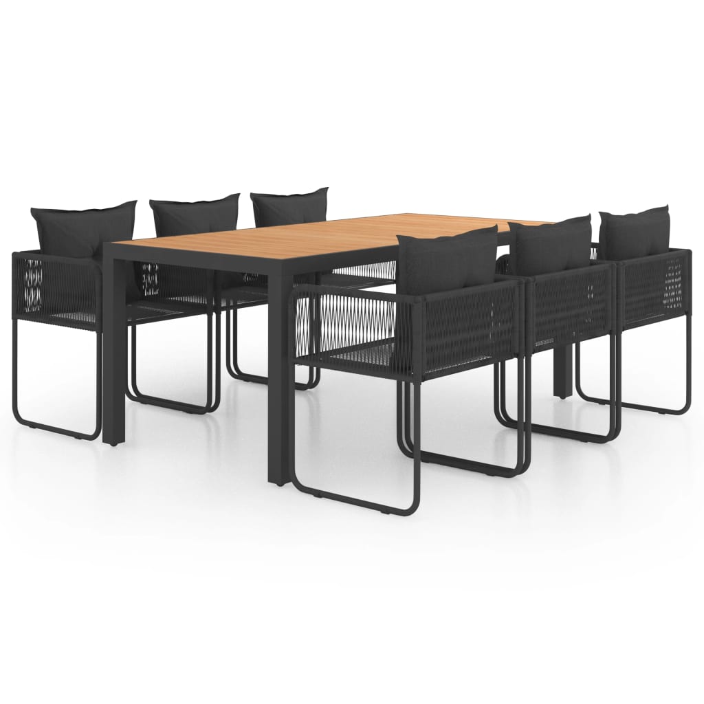 Mobilier de gradina cu 7 piese cu perne, vidaXL, PVC, 51.5 x 51.5 x 67 cm, Negru
