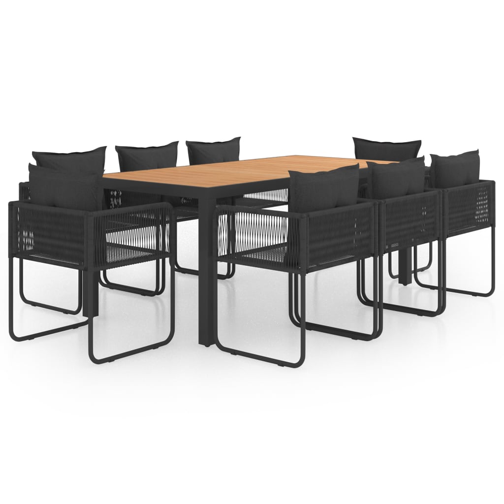 Mobilier de gradina cu 9 piese cu perne, vidaXL, PVC, 51.5 x 51.5 x 67 cm, Negru