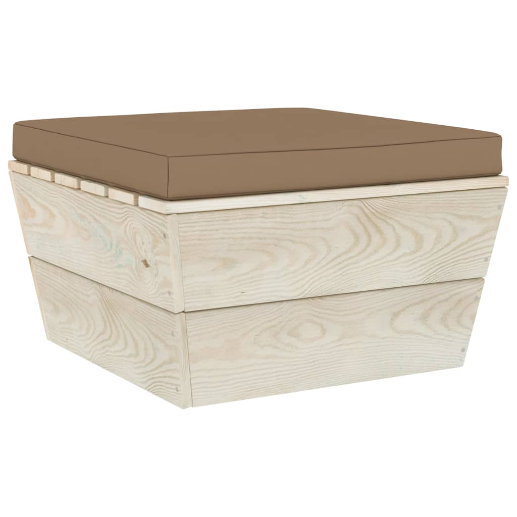 Taburet din paleti cu perna colorata, vidaXL, Lemn, 60 x 60 x 30 cm, Cappuccino