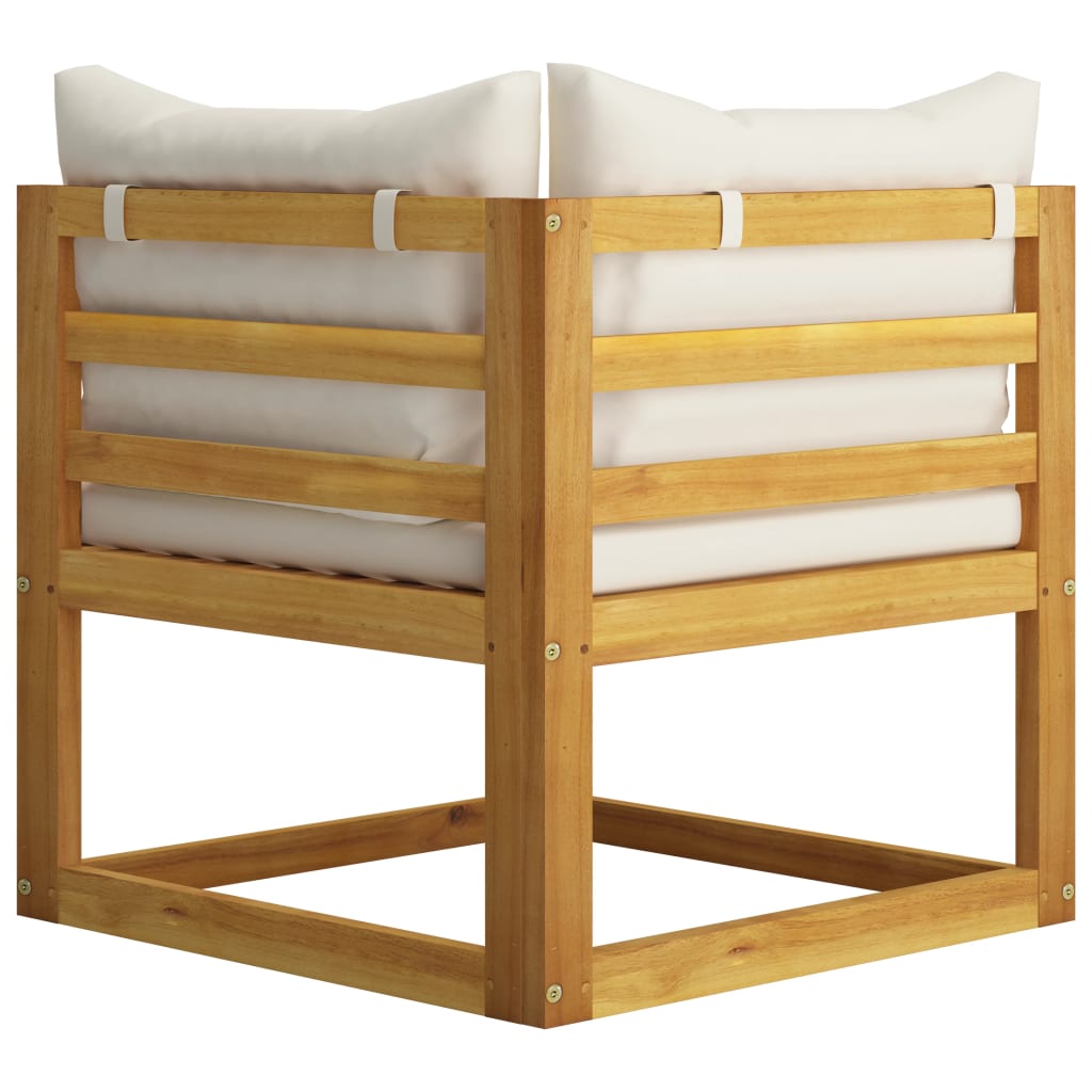 Set mobilier de gradina cu 6 piese cu perne, vidaXL, Lemn de acacia, 68 x 68 x 29 cm, Crem