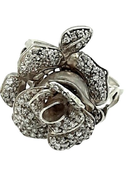 Inele Argint 925 Flori, Argintiu / Gri, 57