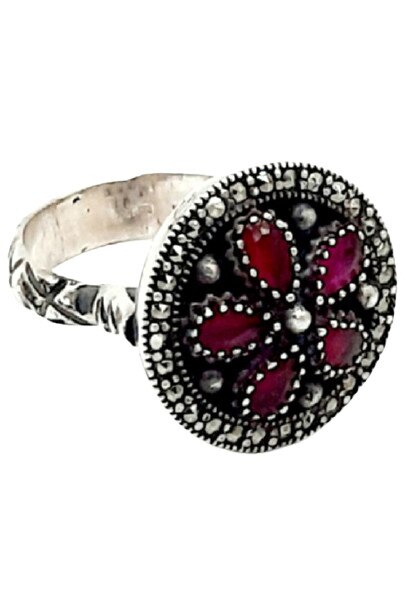 Inel Argint 925 Eva black cu pietre de rubin marime 15