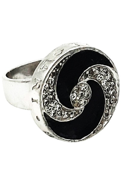 Inel Argint 925 Freya cu email negru si pietre de zirconiu marime 14