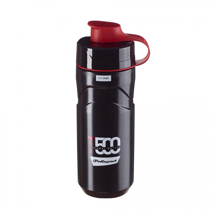 Бутилка за вода Polisport Thermal T500 - 500 мл, черно-червена