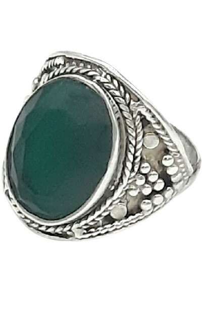 Inel Argint 925 Irena cu piatra verde marime 17