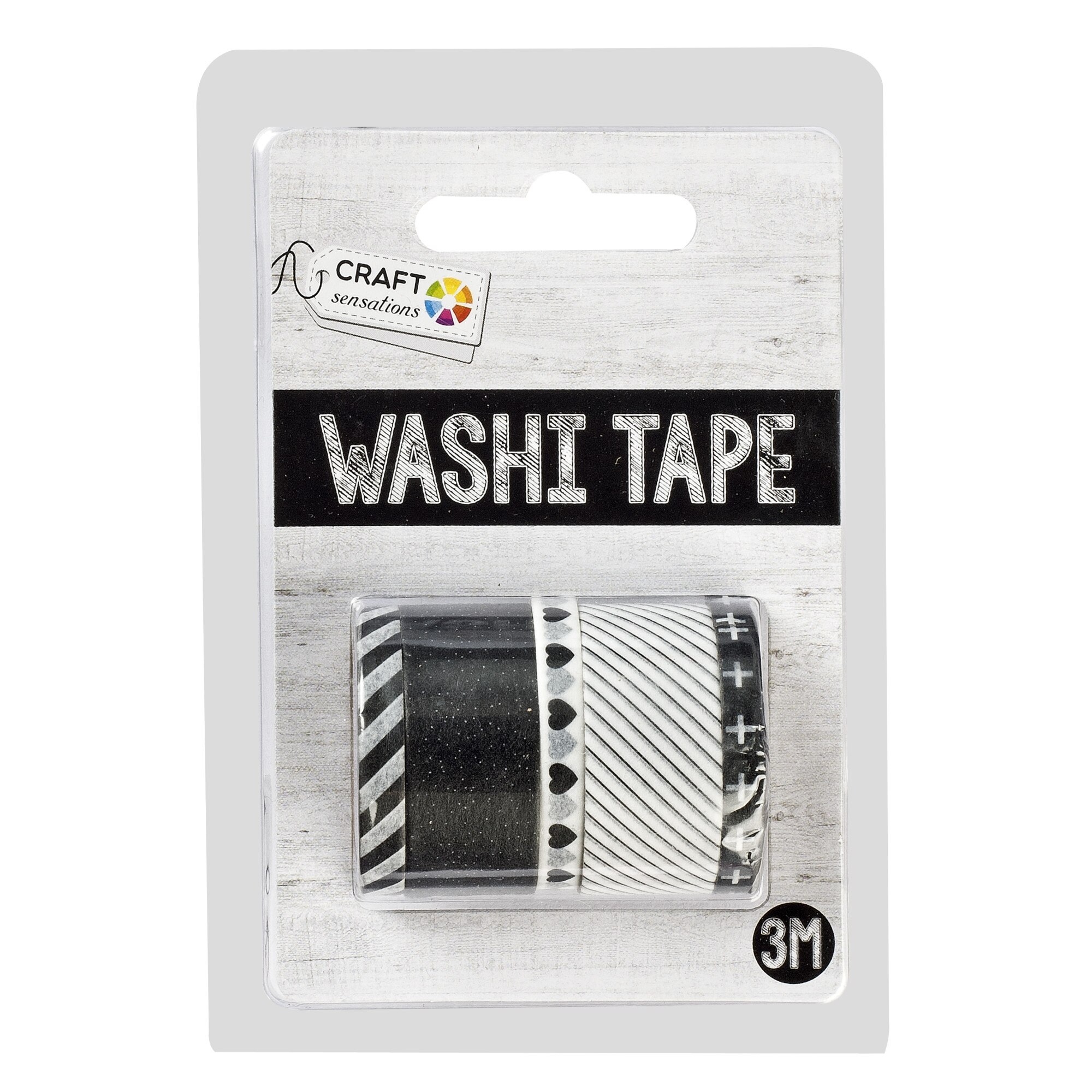 Set 5 role banda adeziva decorativa, Grafix, model alb-negru