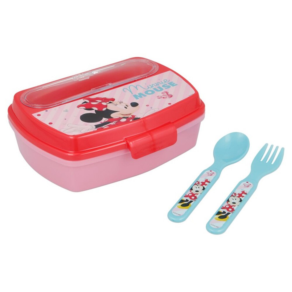 Set pranz Minnie Mouse, cutie sandwich+tacamuri Rosu/Roz