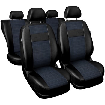 Set huse scaune auto, Exclusive E6 Extra, Eco Piele, Negru-Albastru, 9 piese Set huse scaune auto, Exclusive E6 Extra, Eco Piele, Negru-Albastru, 9 piese