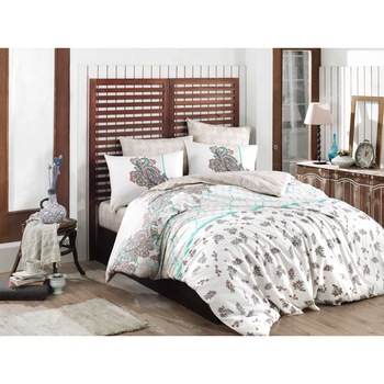 Lenjerie de pat bumbac 100% poplin, Hobby Home, Emiliana - Green, dimensiuni cearsaf pat 240x260 , dimensiuni husa pilota 200x220 Lenjerie de pat bumbac 100% poplin, Hobby Home, Emiliana - Green, dimensiuni cearsaf pat 240x260 , dimensiuni husa pilota 200x220