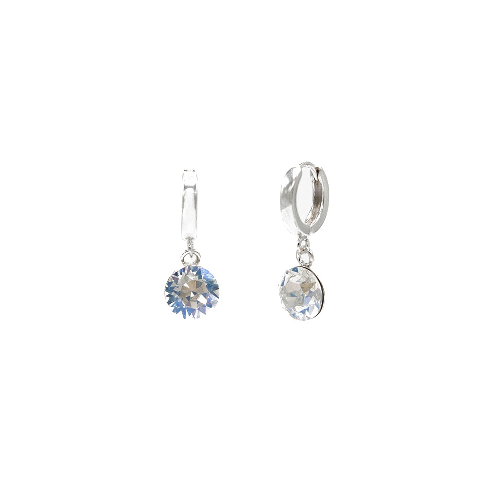 Cercei Belmondo cristale Swarovski xirius 8mm Moonlight, leverback rotund argint