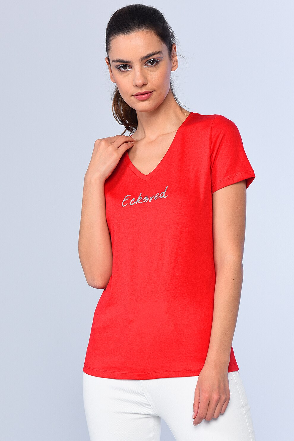 Ecko, Tricou cu decolteu in V Trey, Rosu, S