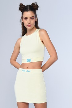 Ecko, Fusta mini cu talie elastica Sky, Alb Ecko, Fusta mini cu talie elastica Sky, Alb