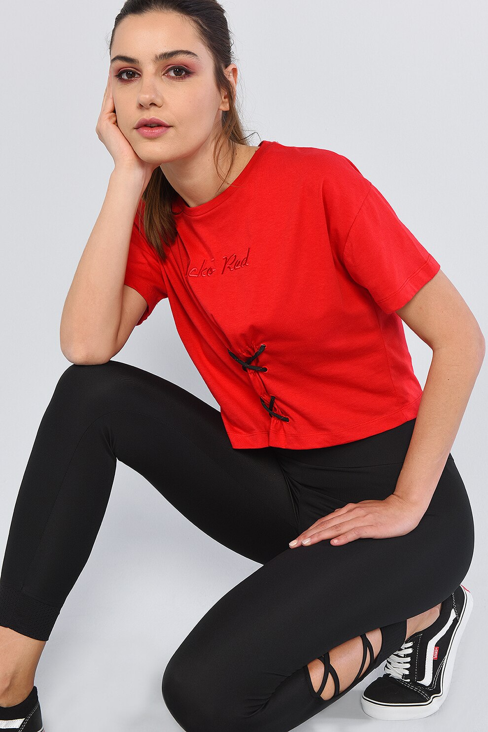 Ecko, Tricou crop cu snur de ajustare Treyton, Rosu