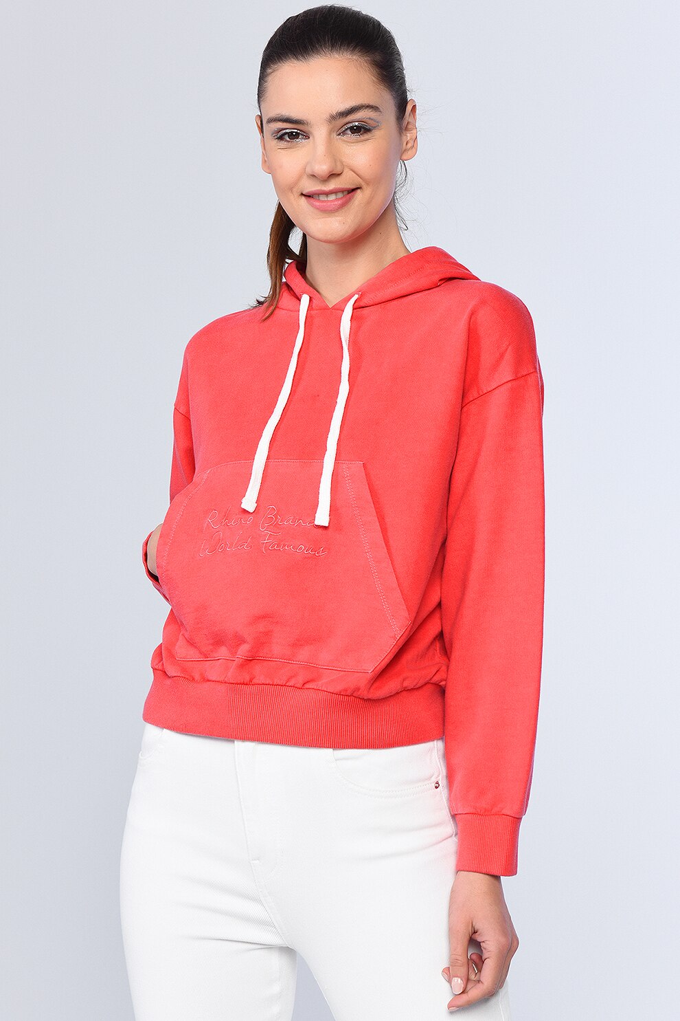 Ecko, Hanorac din bumbac cu buzunar kangaroo Harper, Rosu