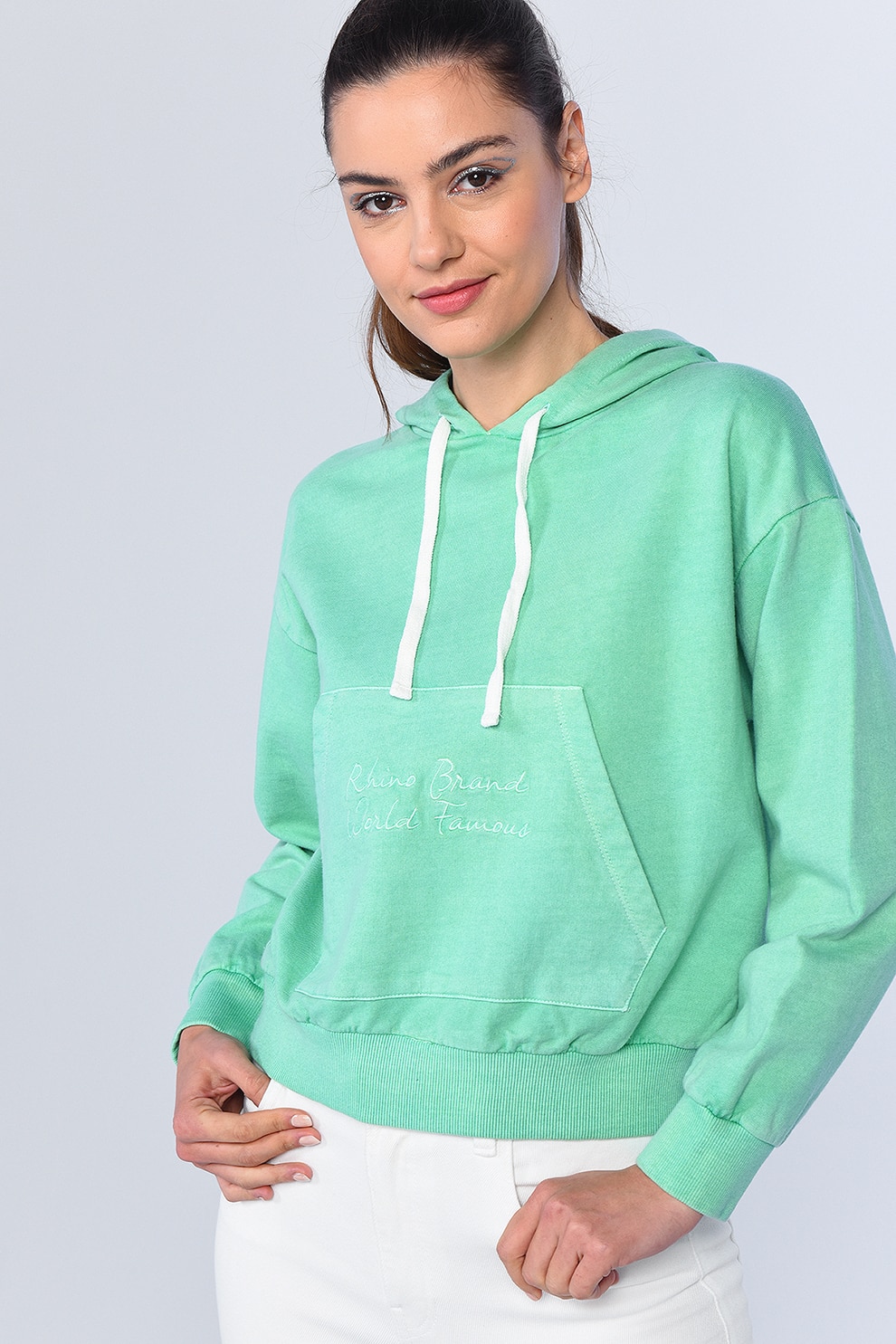 Ecko, Hanorac din bumbac cu buzunar kangaroo Harper, Verde menta