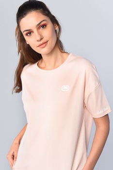 Ecko, Tricou regular fit cu maneci cazute Tail, Roz pal, M Ecko, Tricou regular fit cu maneci cazute Tail, Roz pal, M