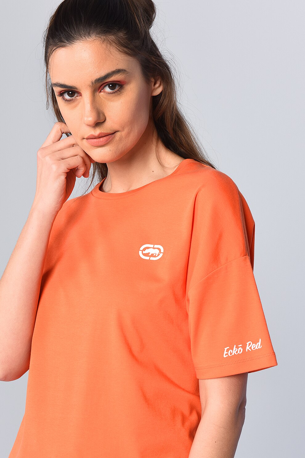 Ecko, Tricou regular fit din jerseu Tail, Oranj mandarina, M