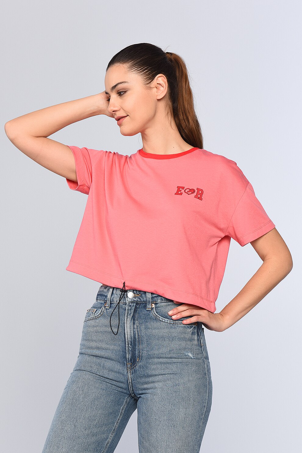 Ecko, Tricou crop regular fit Tavion, Roz
