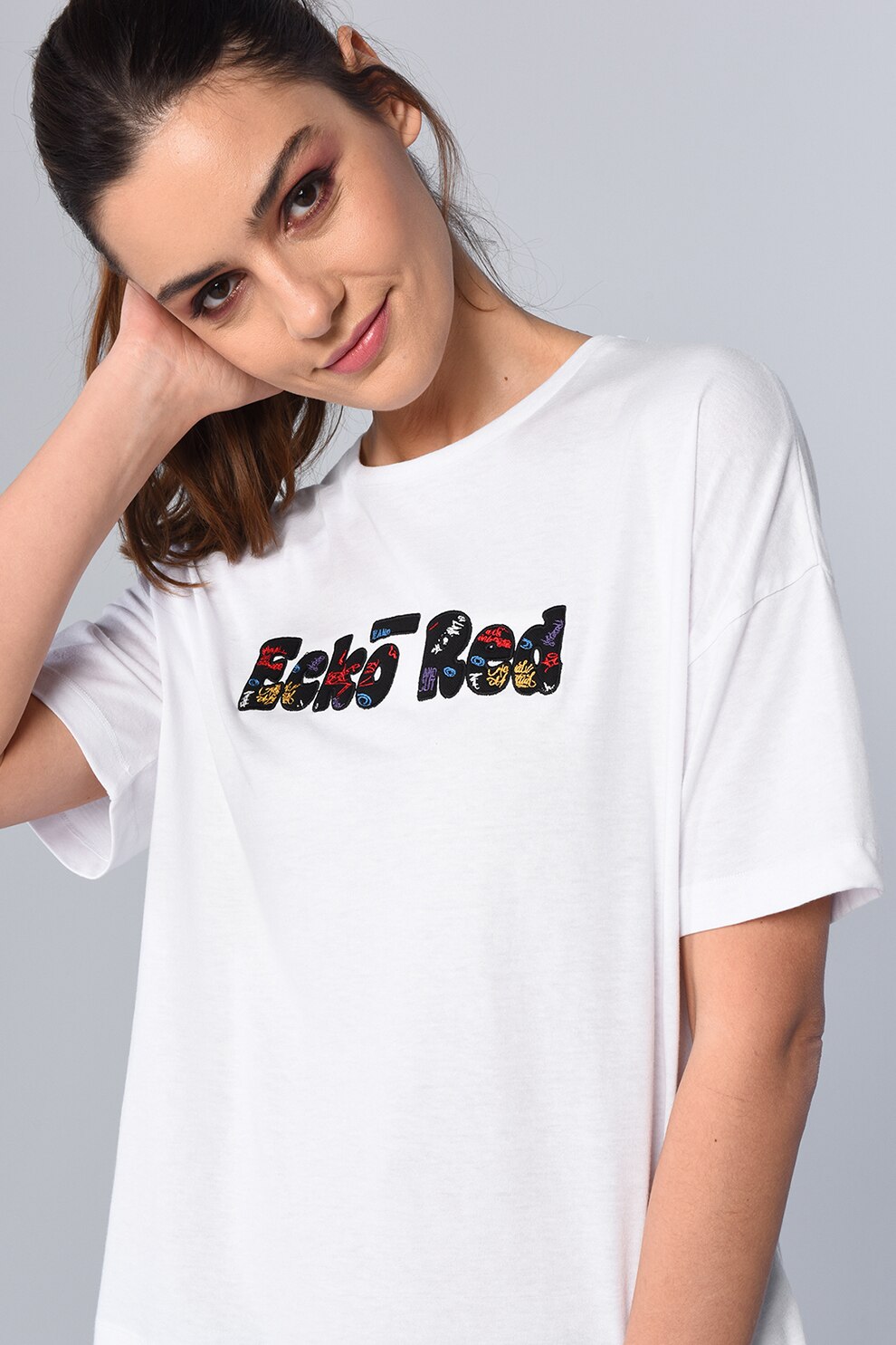 Ecko, Tricou regular fit cu maneci cazute Tetris, Alb