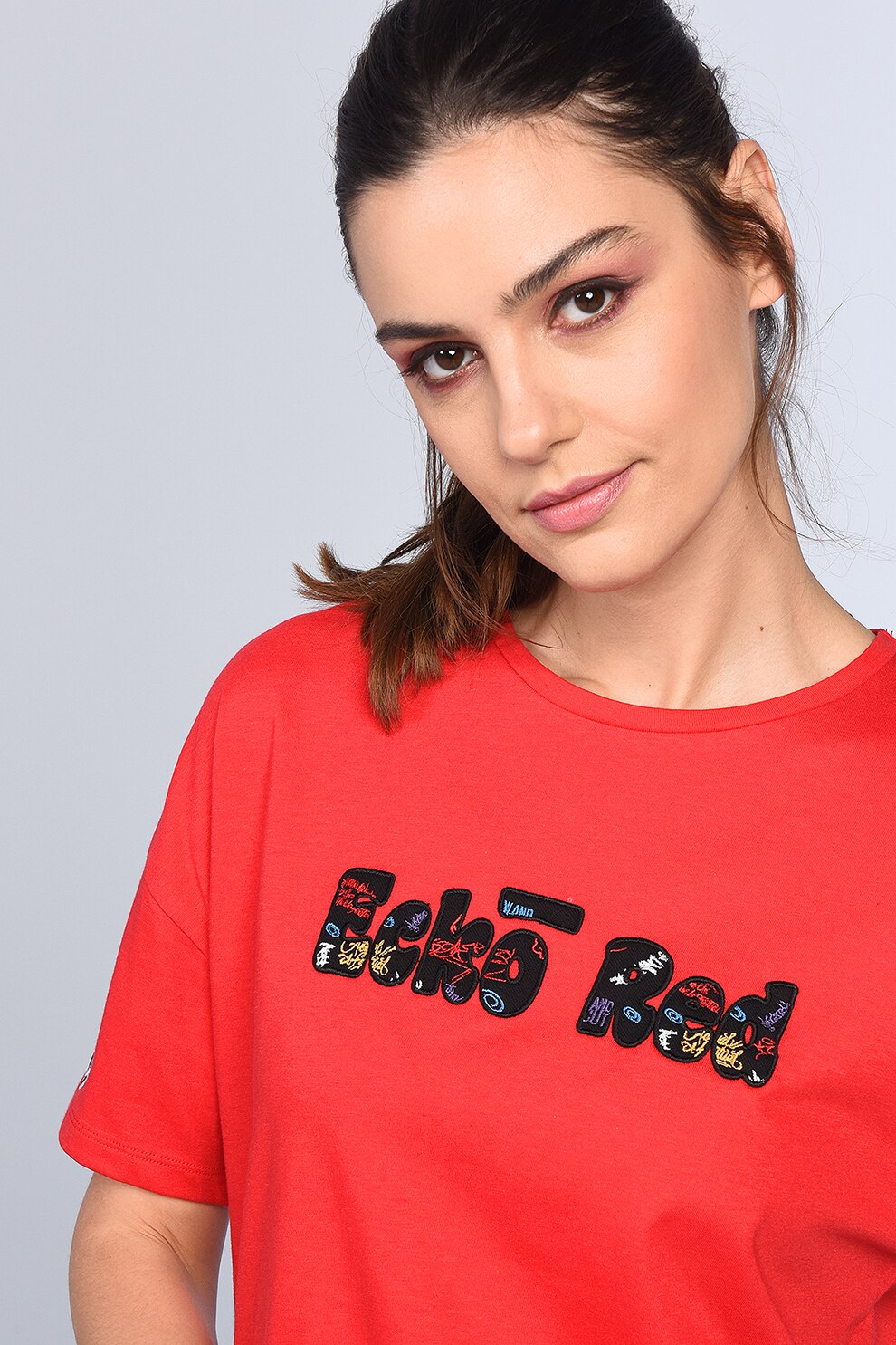 Ecko, Tricou regular fit cu maneci cazute Tetris, Rosu, XS