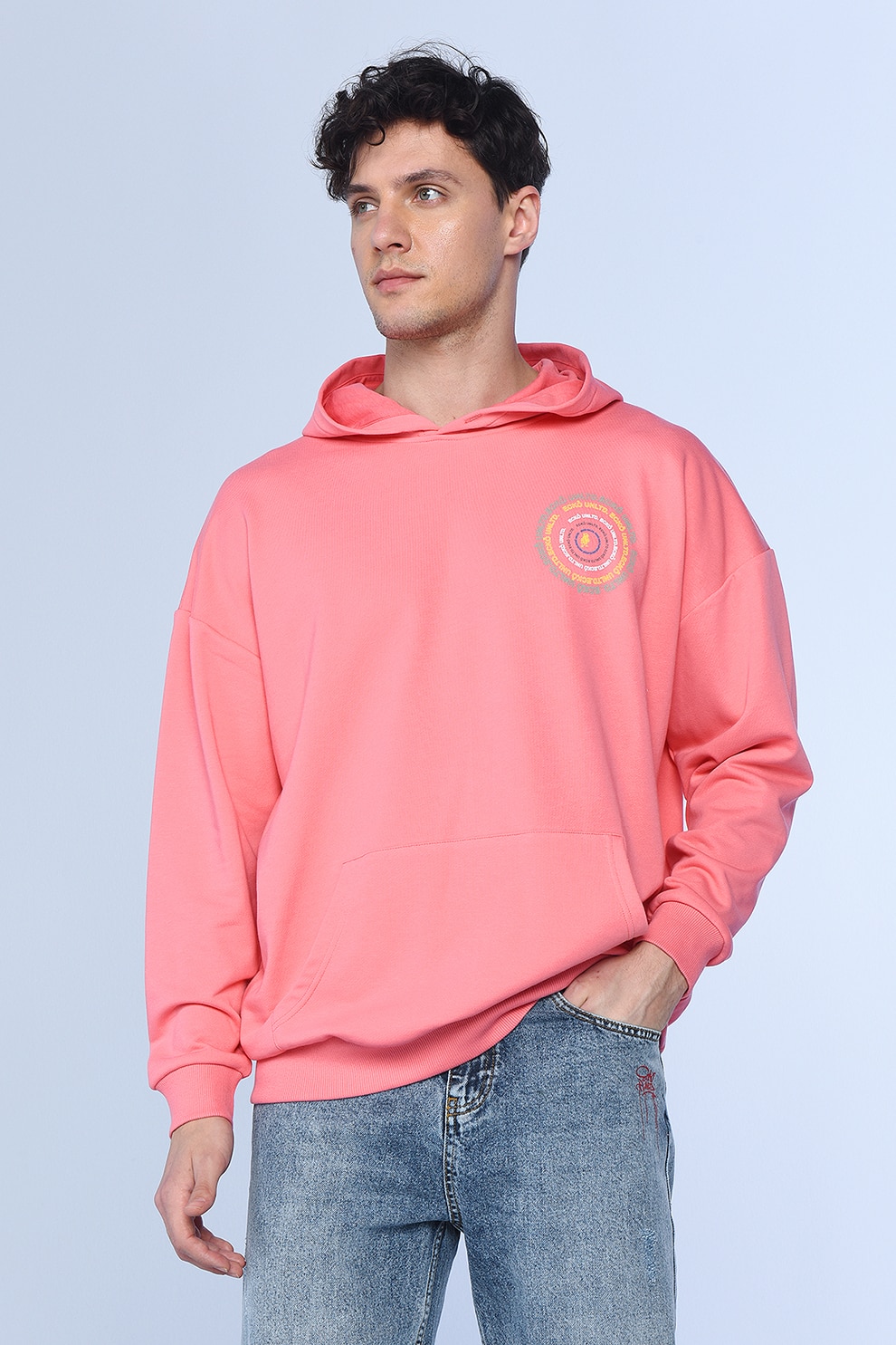 Ecko, Hanorac supradimensionat cu maneci cazute Tureng, Roz