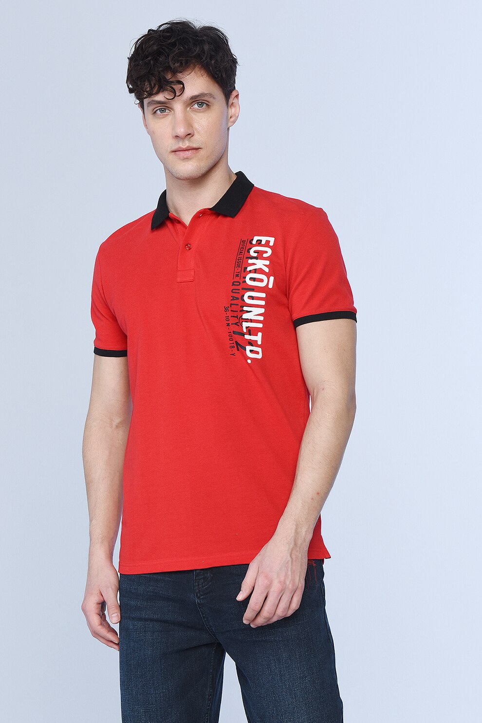 Ecko, Tricou polo cu garnituri contrastante Davis, Rosu/Negru