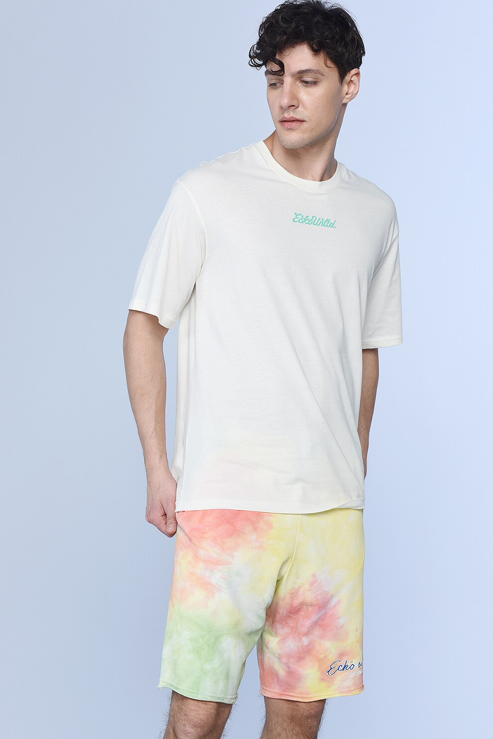 Ecko, Tricou supradimensionat cu decolteu la baza gatului Tuner, Alb