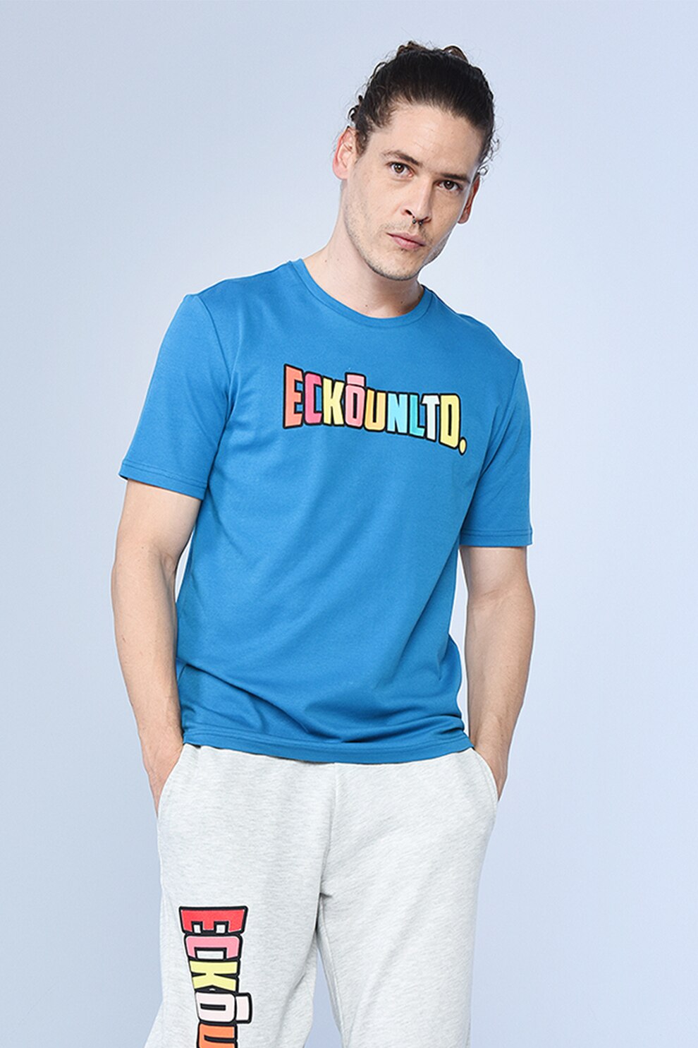 Ecko, Tricou regular fit cu imprimeu logo Tobin, Albastru royal